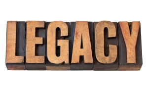 legacy - isolated word in vintage letterpress wood type